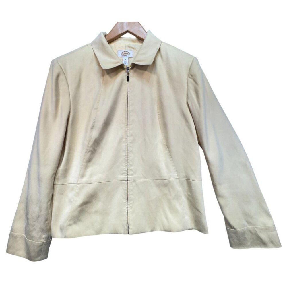 Talbots Women Clean Girl Jacket Size 16 Yellow Collared Casual Business